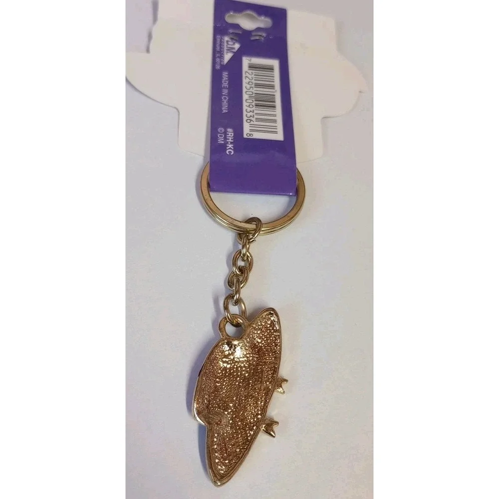 RED HATTITUDE Keychain Red Hat Society Layered in‎ 18 kt. Gold Hat & Bow NEW